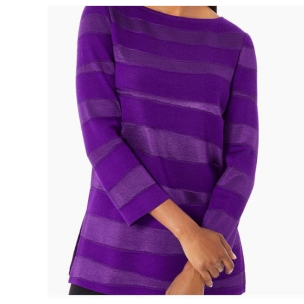 MISOOK HORIZONTAL TONAL KNIT TUNIC TOP, SIZE M